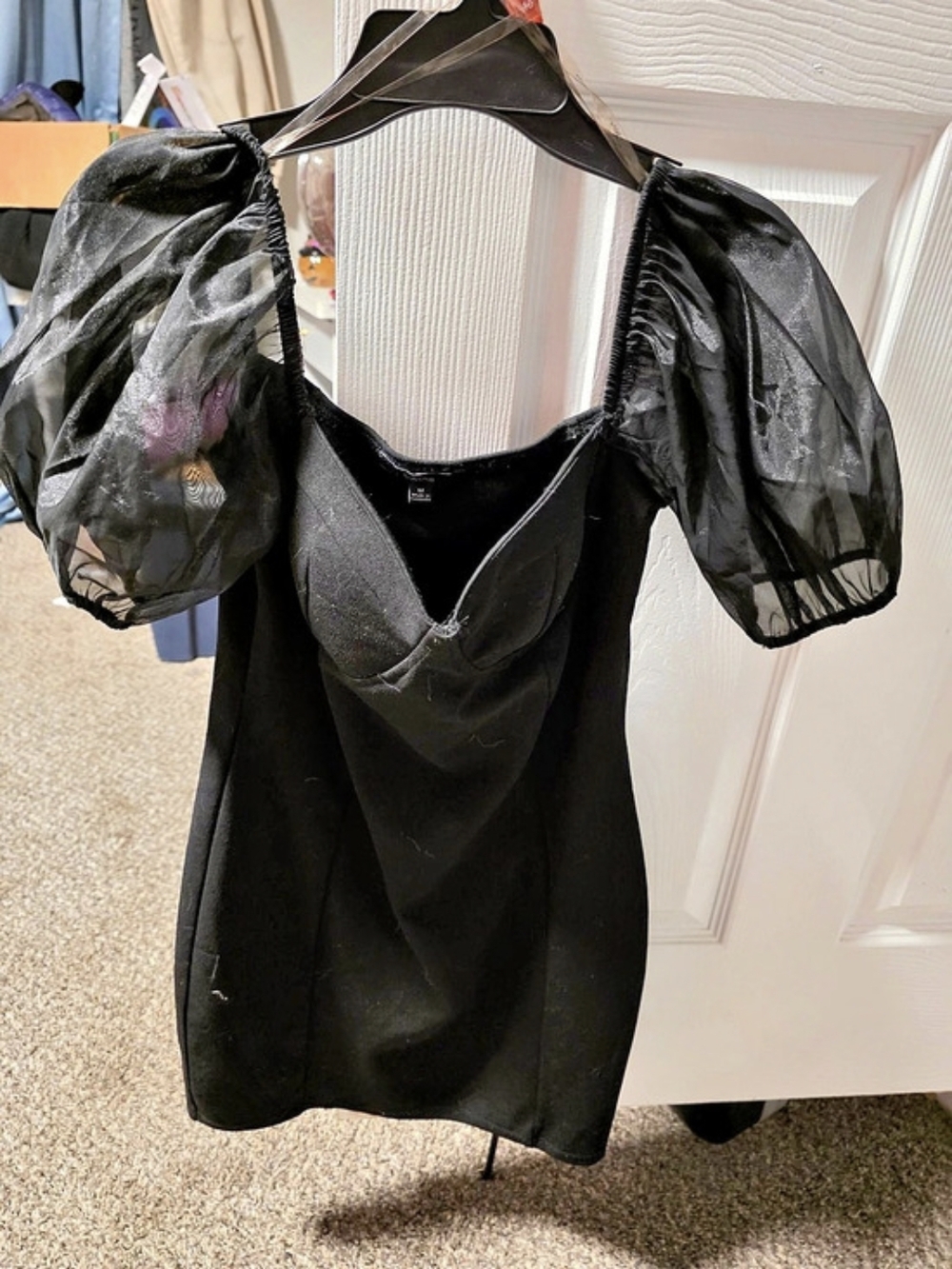 Rashe Puff Sleeve Mini Dress in Black Size Medium Like New